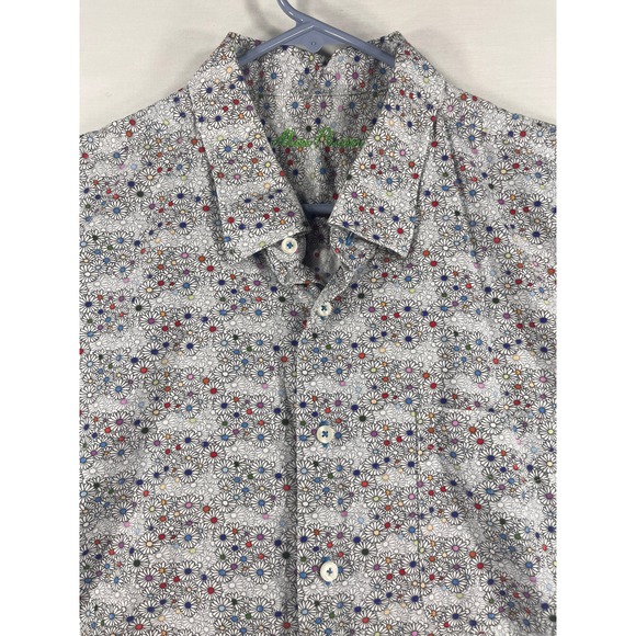 Alan Flusser Other - Alan Flusser Mens XXL Short Sleeve Button Down Shirt White Multi Daisy Floral